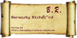 Bereszky Richárd névjegykártya